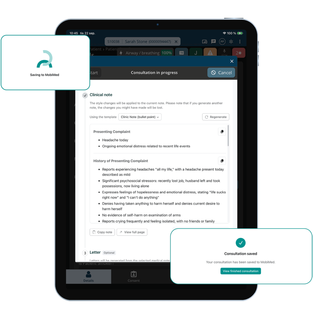 MobiMed ePR TORTUS Consultation saved