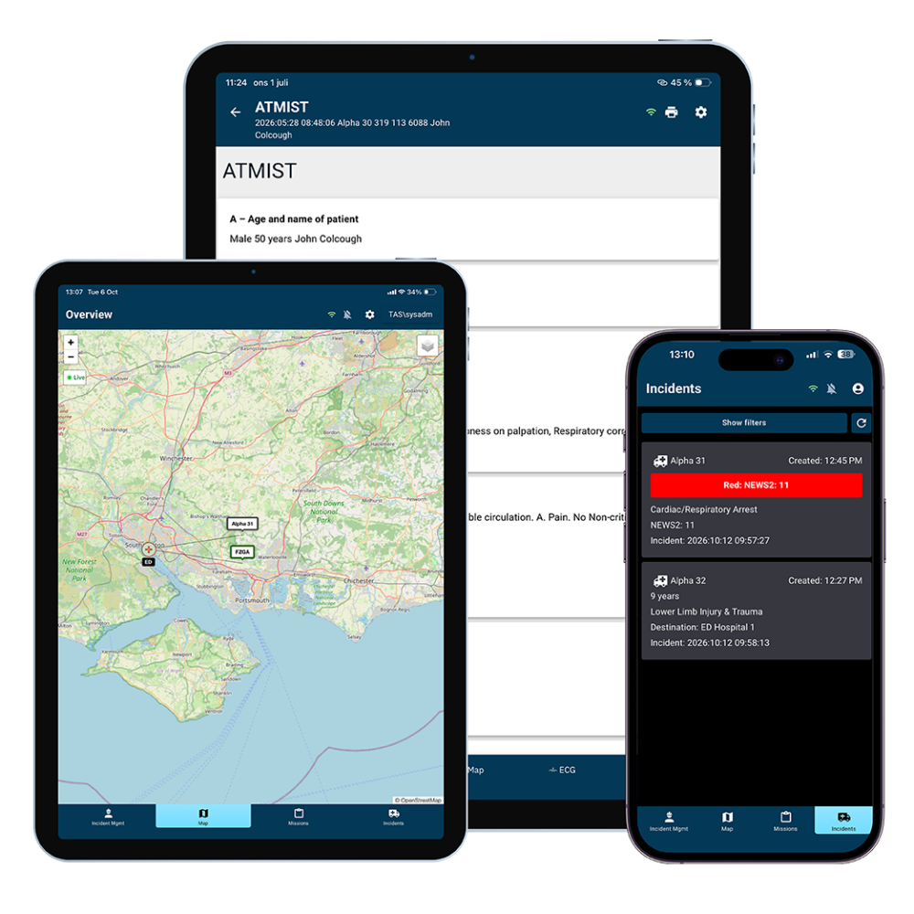 MobiMed Pocket map, incidents and ATMIST