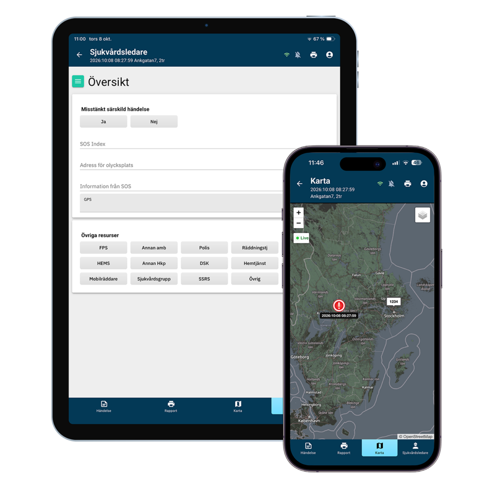 MobiMed Pocket Sjukvårdsledare och karta